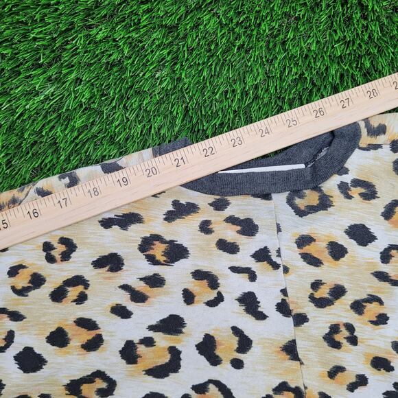 Vintage 90s Leopard AOP Sweatshirt Women M/L 22x20 Baggy USA - Picture 5 of 13